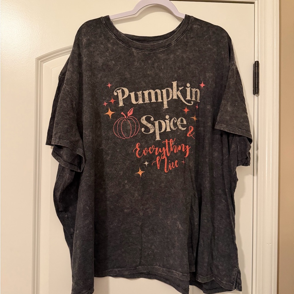 Maurices “Pumpkin Spice & Everything Nice” Black Wash Crewneck Tee